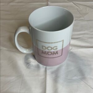 Dog Mom Pink and White Mug